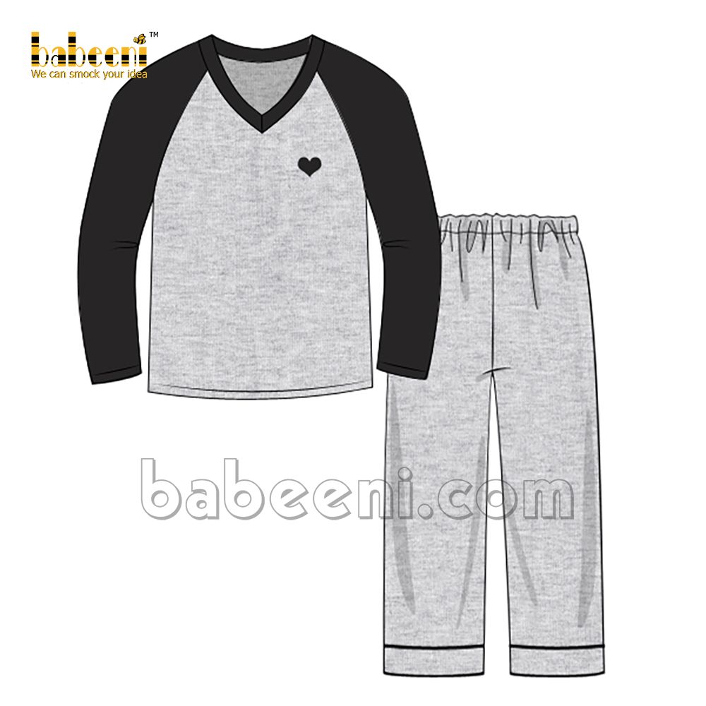 Gray heart boy knit clothing - TB 28